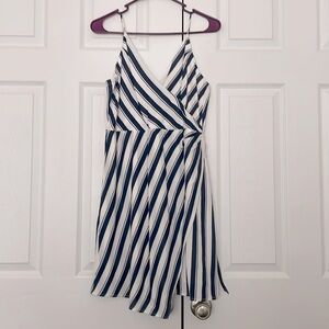 Navy and white v neck dress